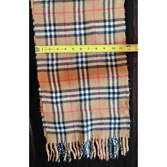 BURBERRYs of London 100% Lambswool BEIGE Scarf Shawl Nova Check Vintage - Picture 7 of 8